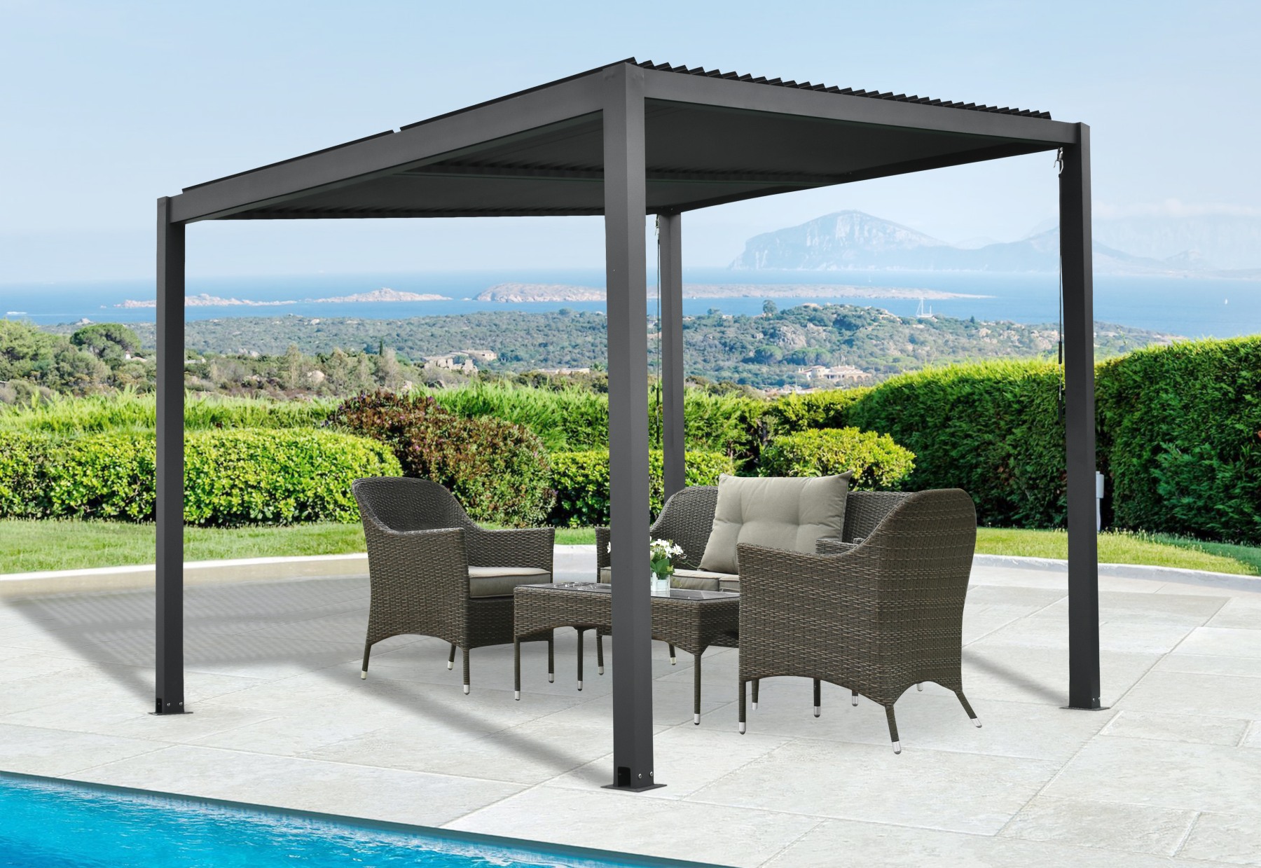 Pergola s kovovou konstrukcí